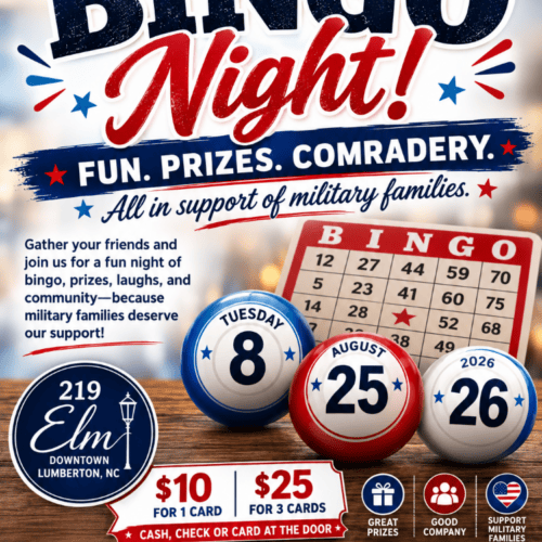 Red White Blue Bingo night flyer for military families