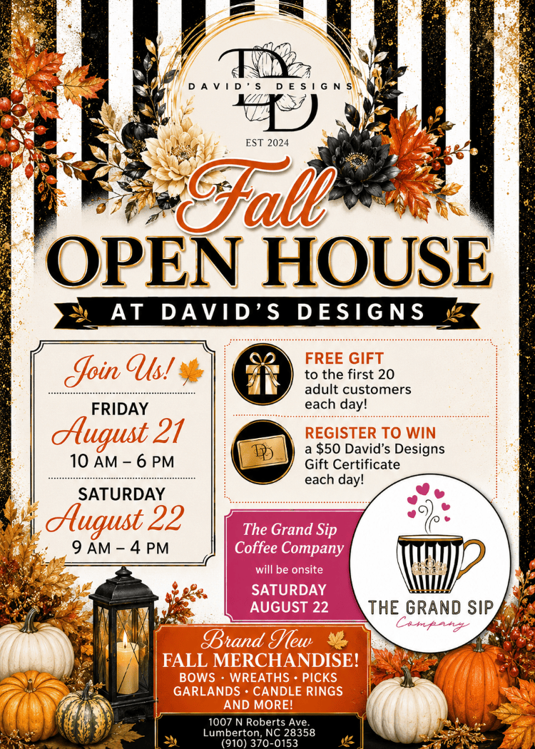 Open House at David's Designs 107 N. Roberts Ave. Aug. 21 & 22