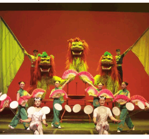 Peking Acrobats dressed in ceremonial Chinese attire performing at the GPAC in Lumberton, NC