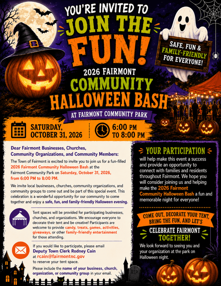 Community Halloween Bash in Fairmont Saturday October 31, 2026