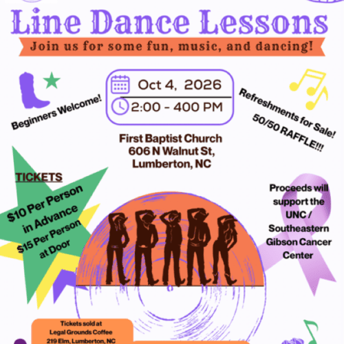 Line Dance Lessons, First Baptist Church by Lumberton Women's Club October 4th