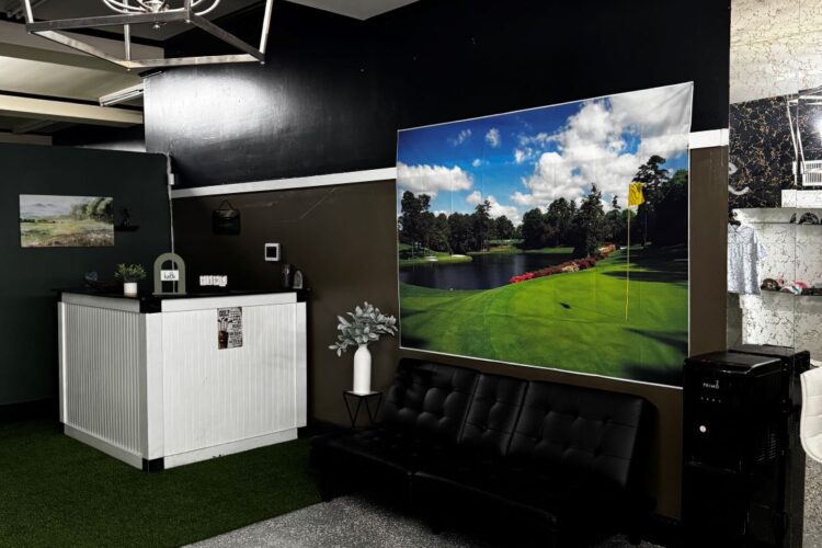 Interior of the front entrance to The Par Tees Golf Simulator in Lumberton ,NC