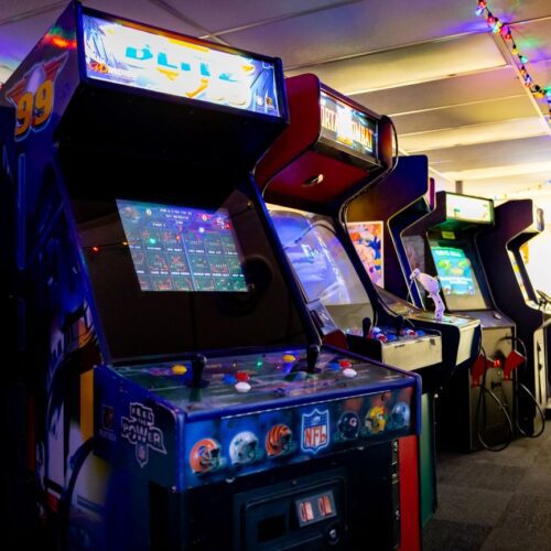 A large assortment of vintage gaming cabinets at Retro City Arcade Bar & Pizzeria in Lumberton, NC